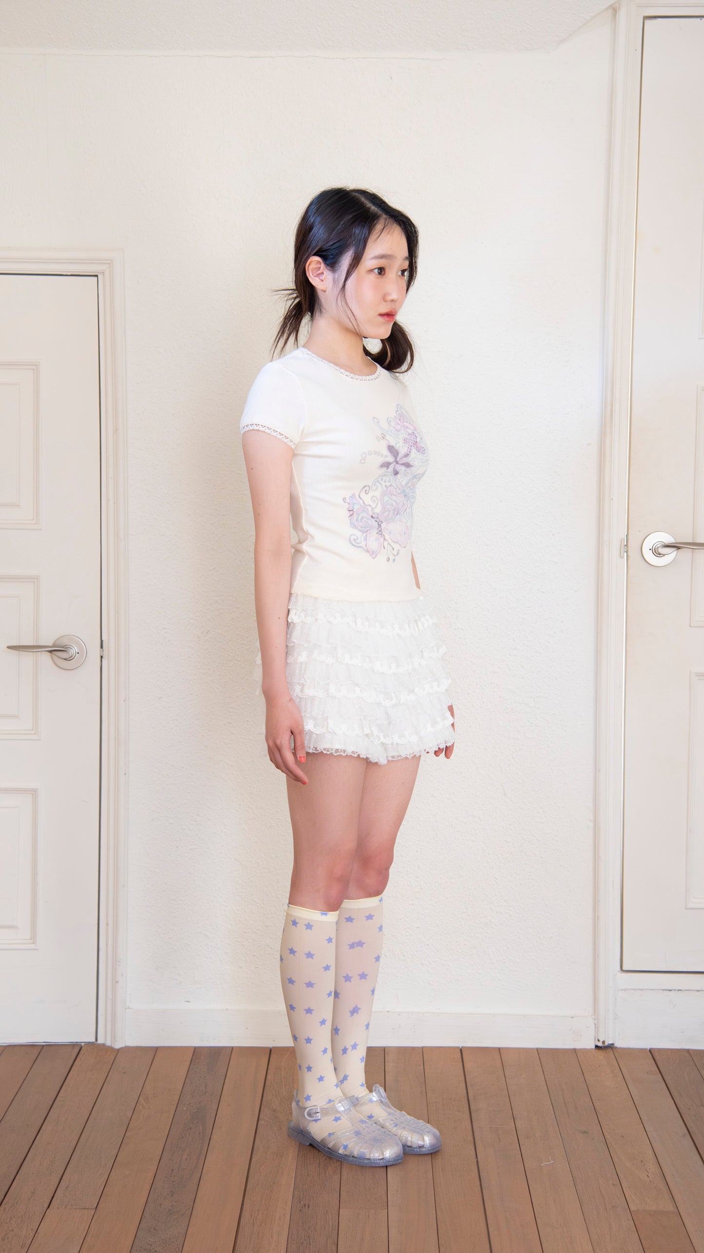 193 Aurora lace rib top