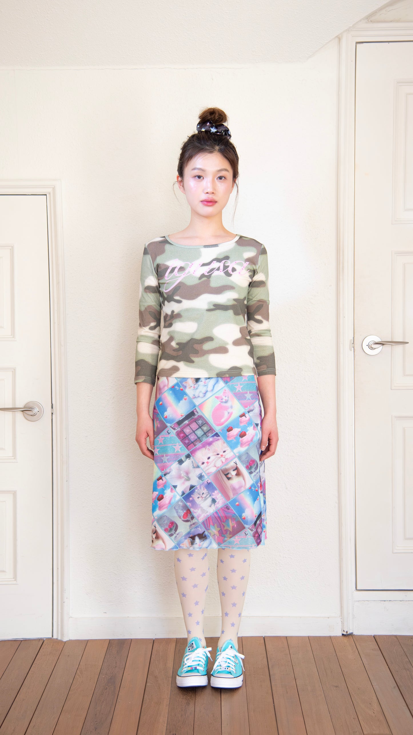193 camouflage 3/4 sleeve top