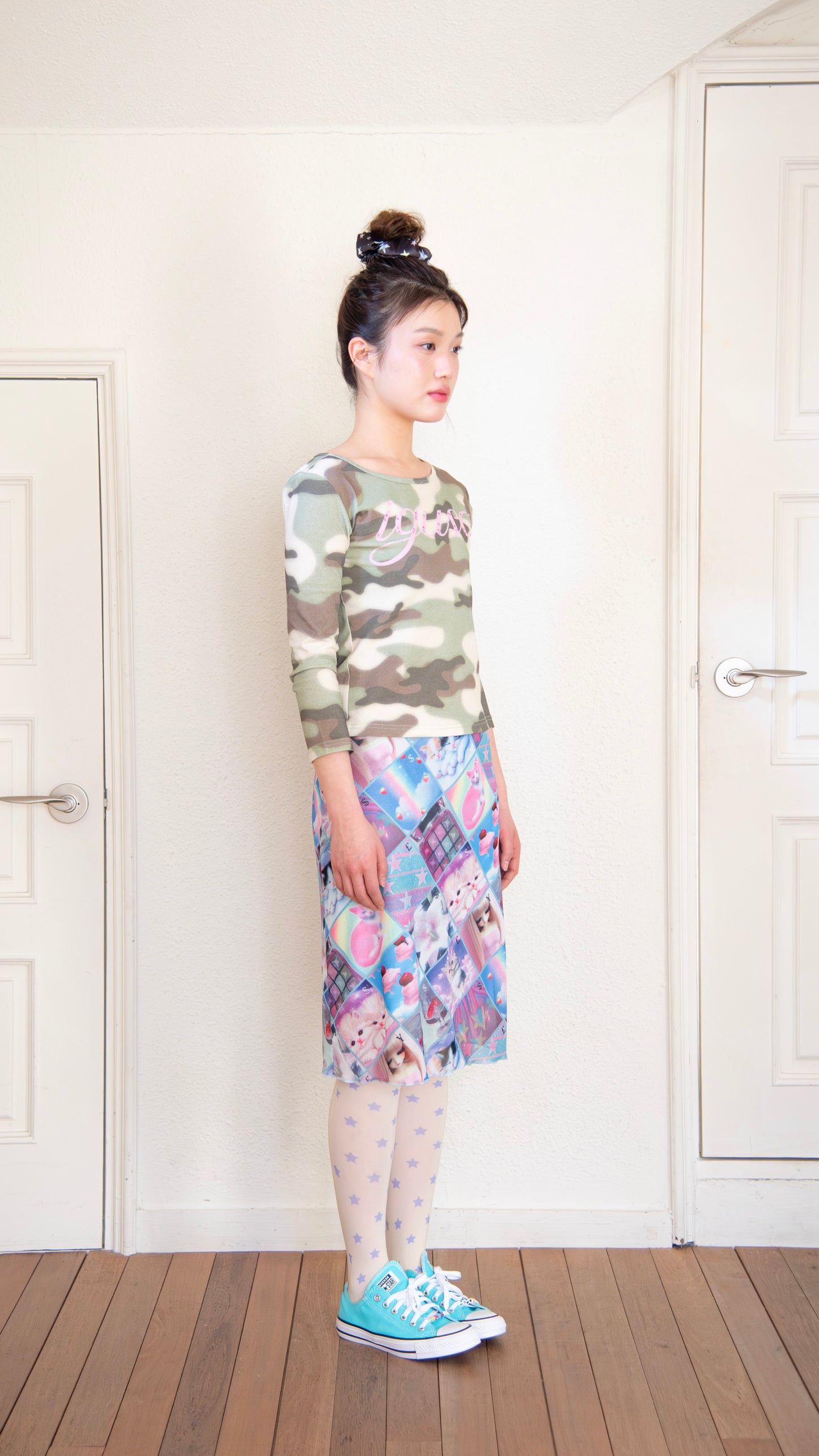 193 camouflage 3/4 sleeve top