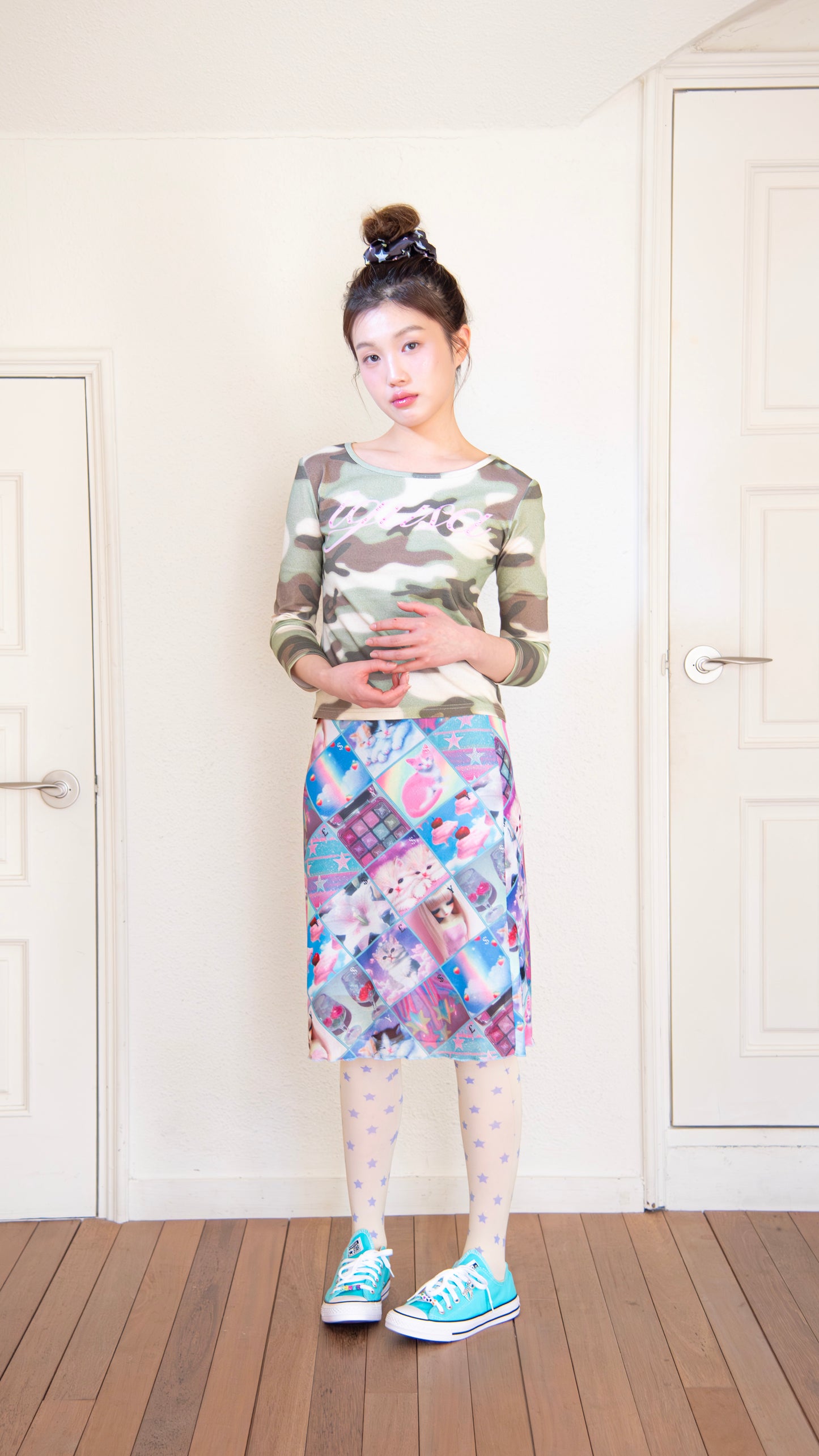 193 camouflage 3/4 sleeve top