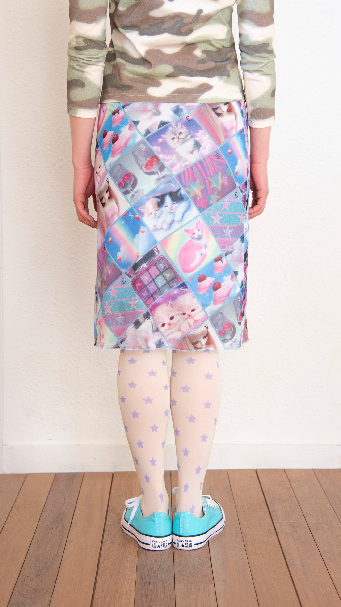 193 Stamp mesh midi skirt