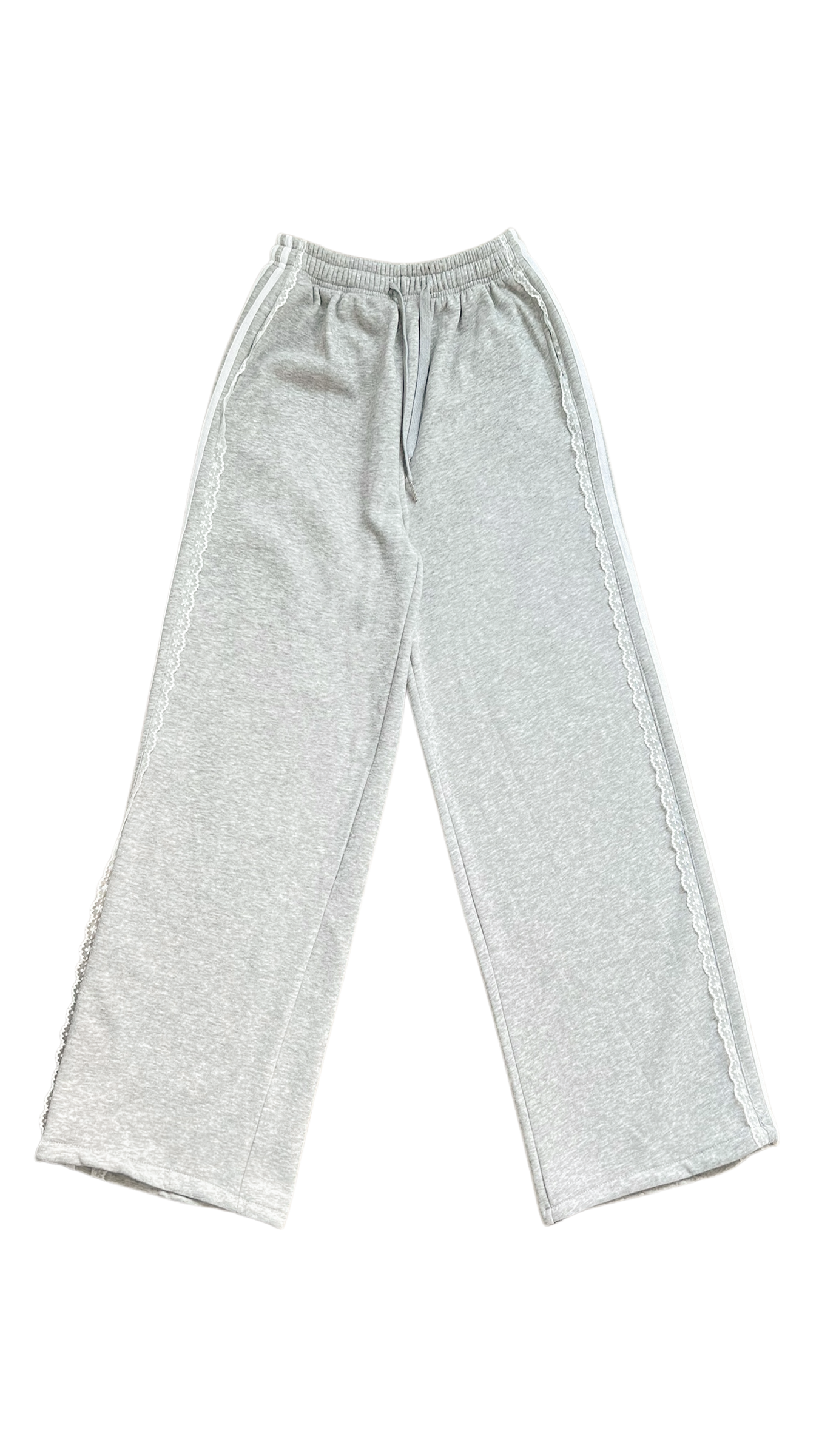 Lace tape track pants (gray)