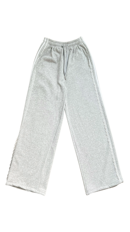 Lace tape track pants (gray)