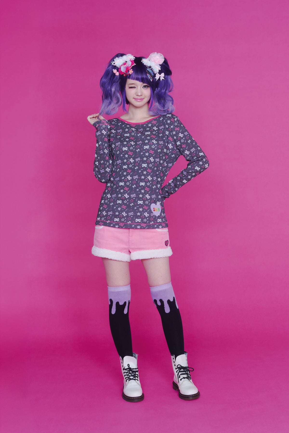 BAD GIRL WAFFLE TOP BLACK