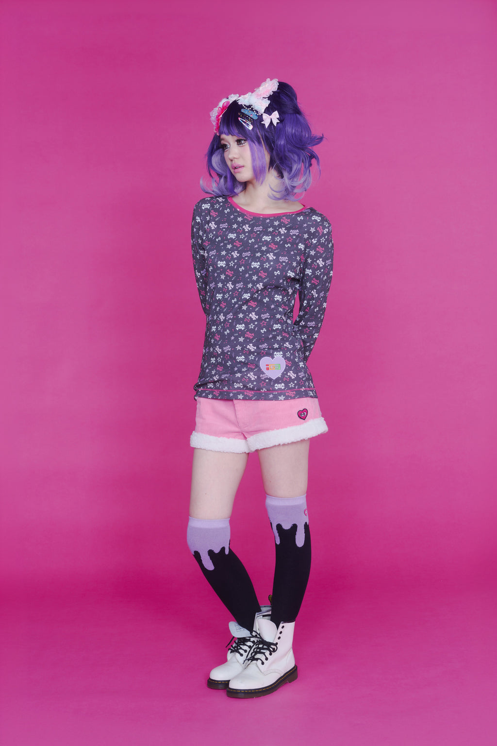 BAD GIRL WAFFLE TOP BLACK