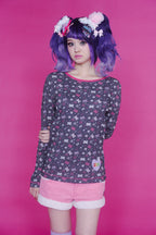 BAD GIRL WAFFLE TOP BLACK