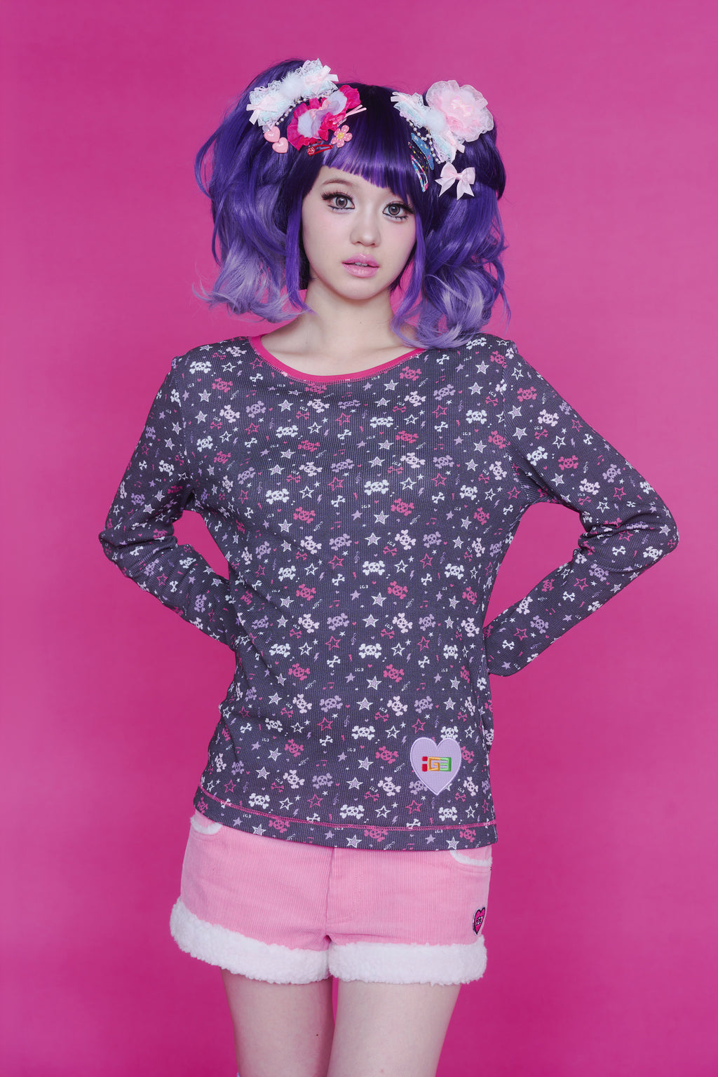 BAD GIRL WAFFLE TOP BLACK