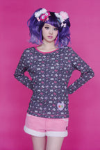 BAD GIRL WAFFLE TOP BLACK