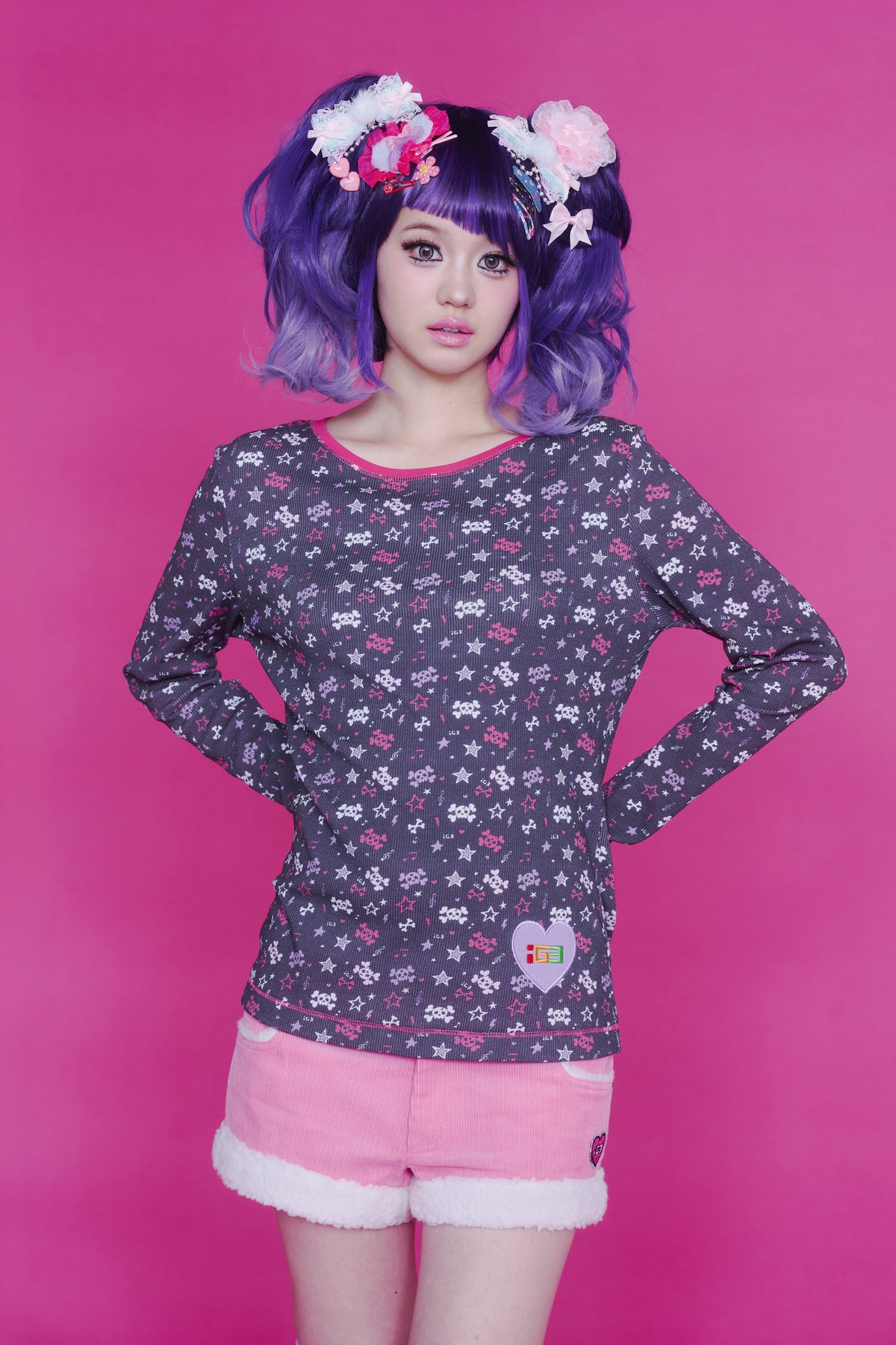 BAD GIRL WAFFLE TOP BLACK