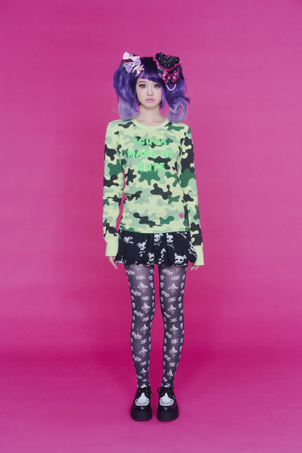 KAWAII CAMO WAFFLE TOP GREEN