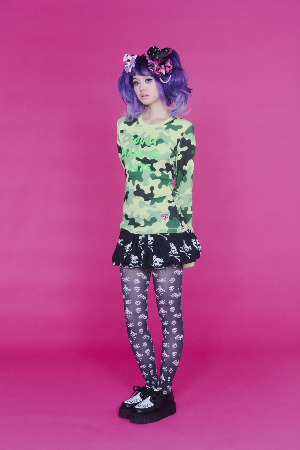 KAWAII CAMO WAFFLE TOP GREEN