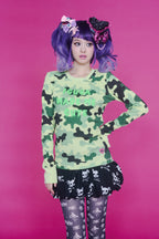 KAWAII CAMO WAFFLE TOP GREEN