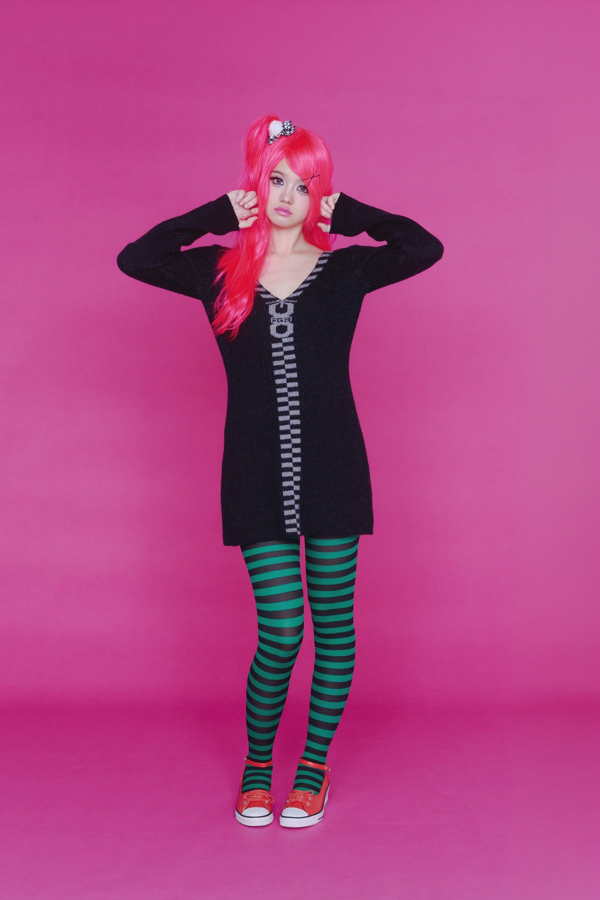 ZIPPER KNIT DRESS BLACK