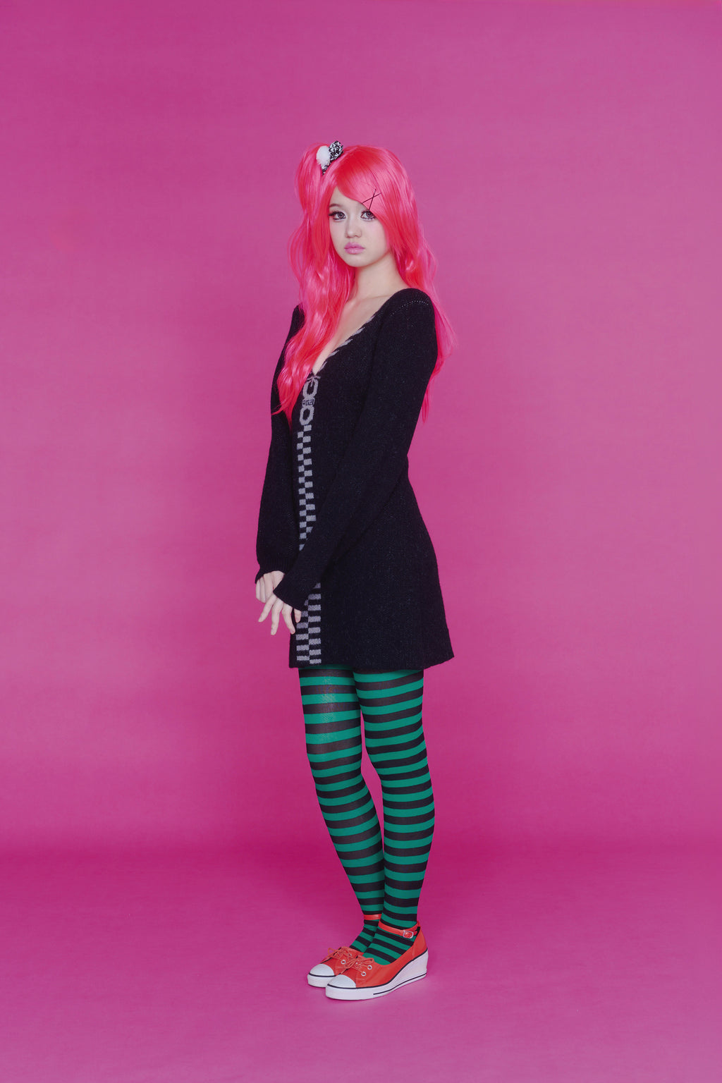 ZIPPER KNIT DRESS BLACK