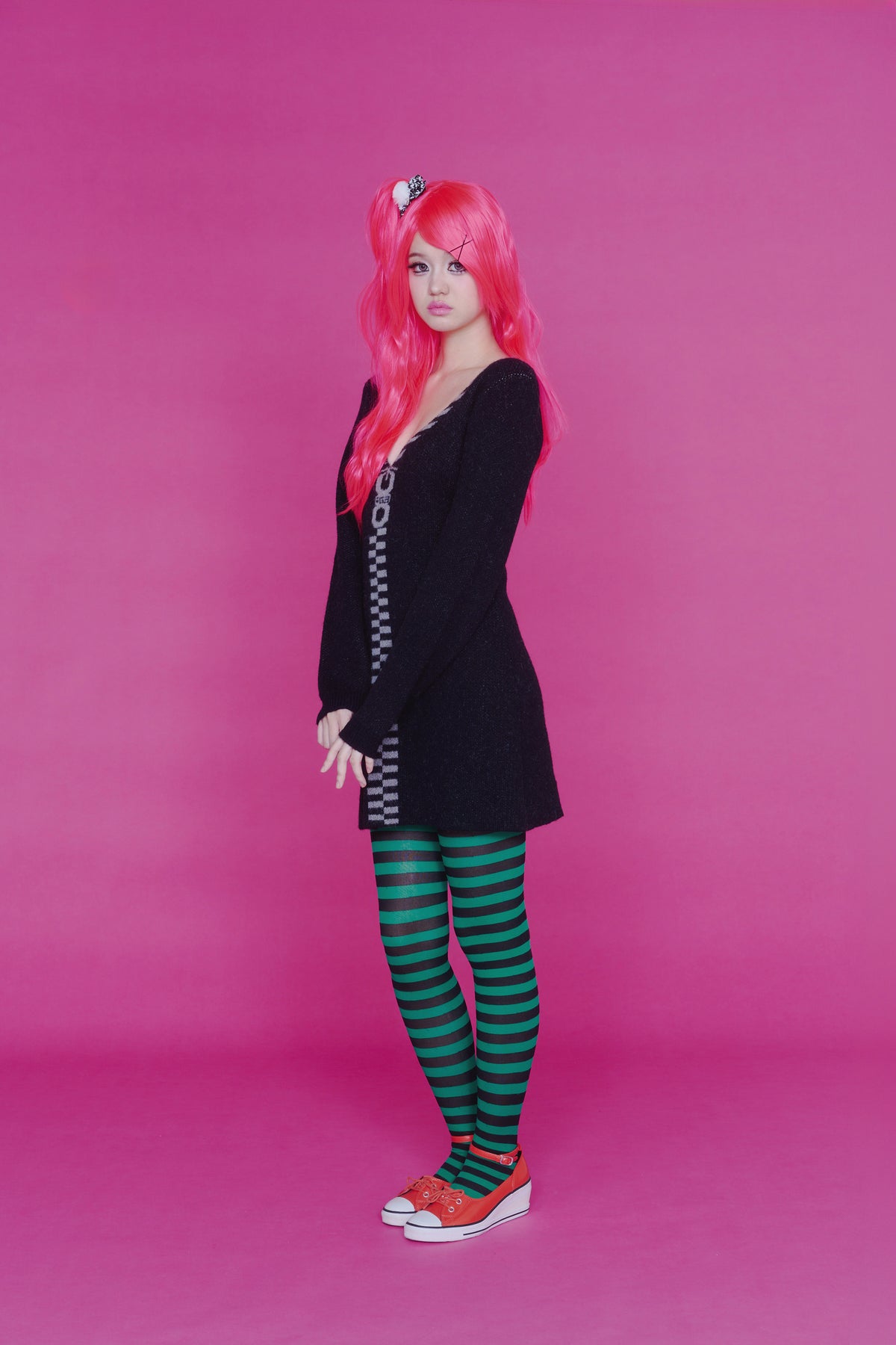ZIPPER KNIT DRESS BLACK