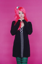 ZIPPER KNIT DRESS BLACK