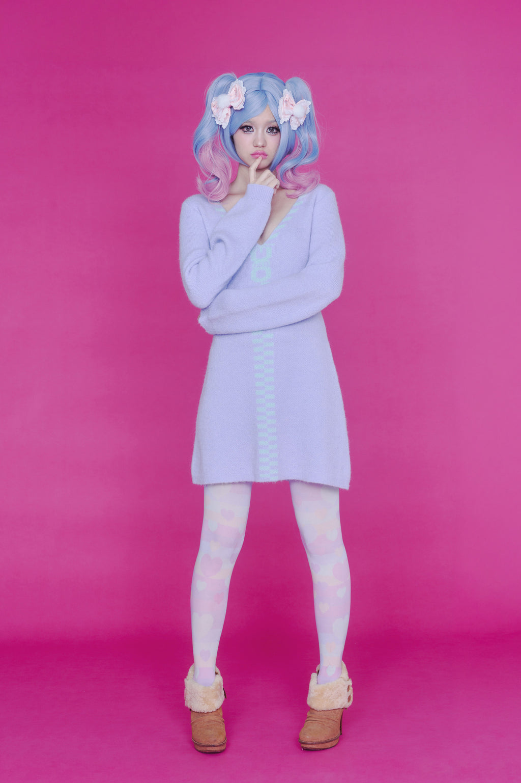 ZIPPER KNIT DRESS LAVENDER