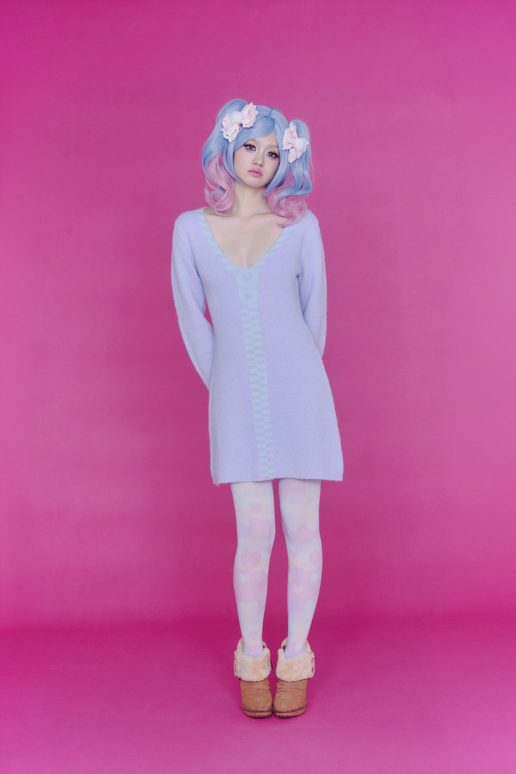 ZIPPER KNIT DRESS LAVENDER