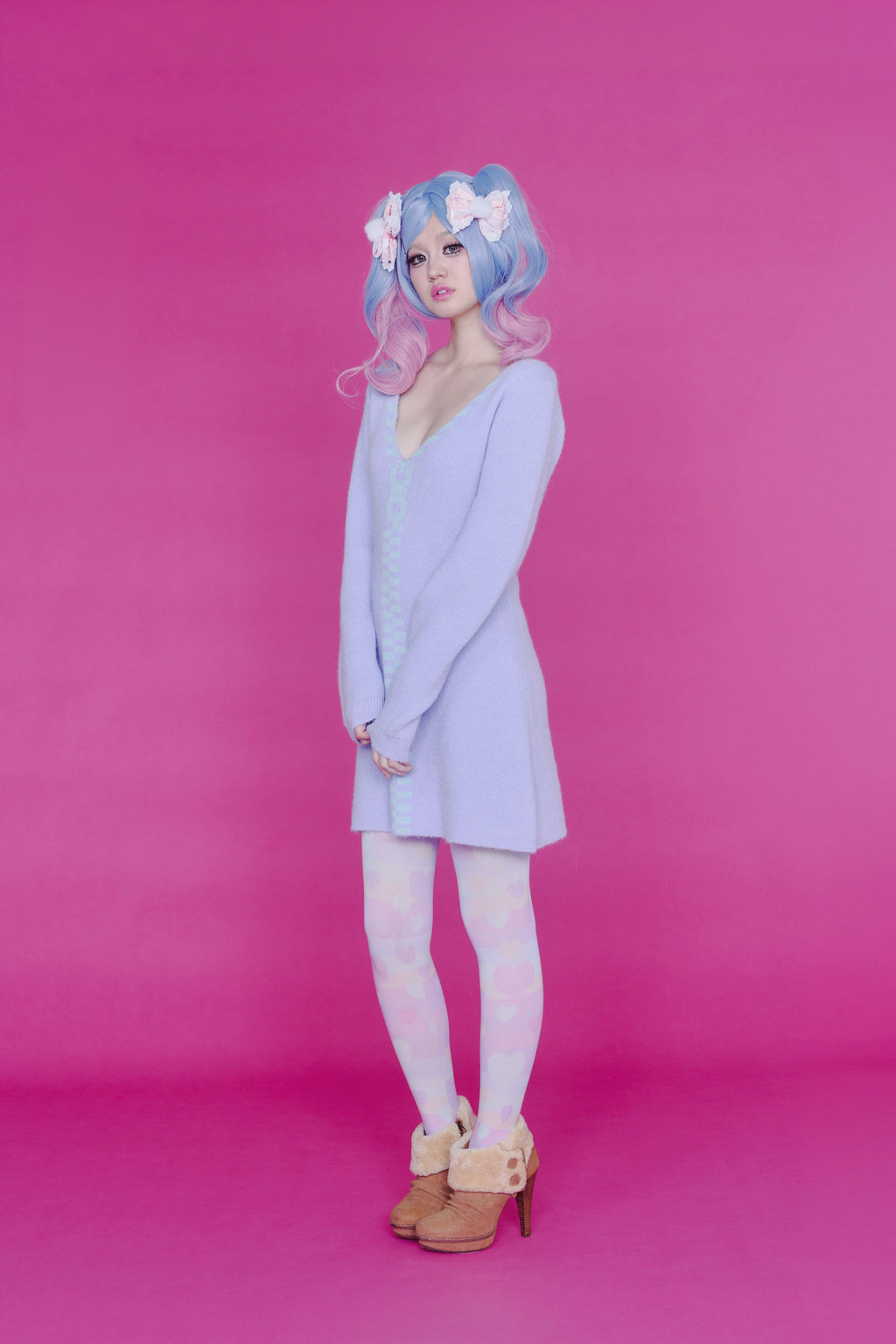 ZIPPER KNIT DRESS LAVENDER