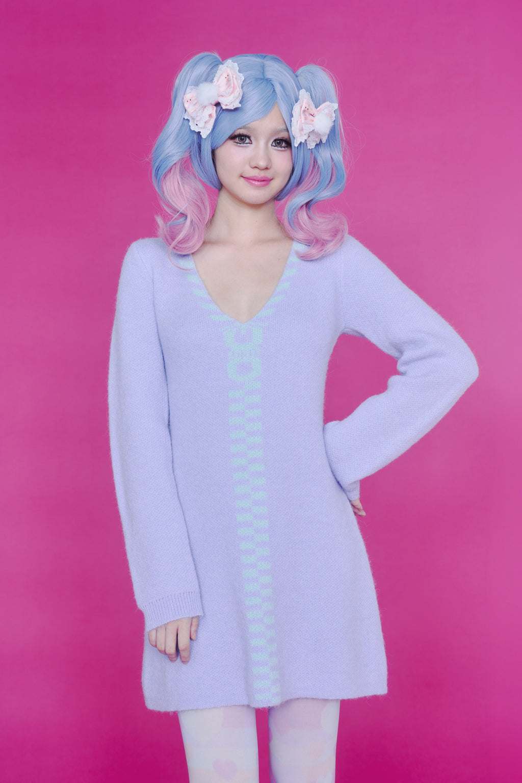 ZIPPER KNIT DRESS LAVENDER
