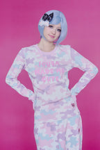 KAWAII CAMO WAFFLE TOP PINK