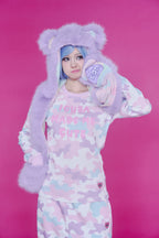 KAWAII CAMO WAFFLE TOP PINK