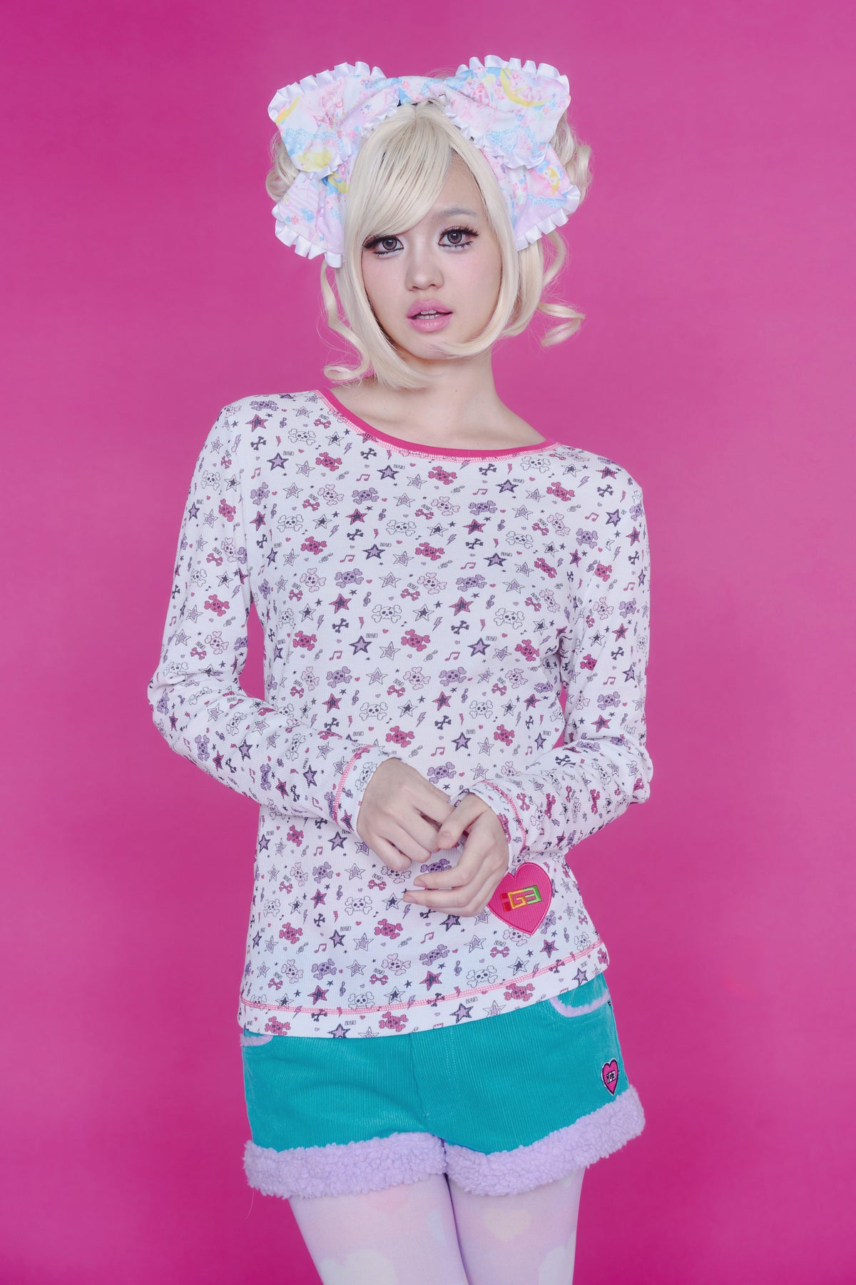 BAD GIRL WAFFLE TOP WHITE