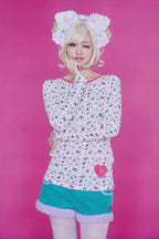 BAD GIRL WAFFLE TOP WHITE