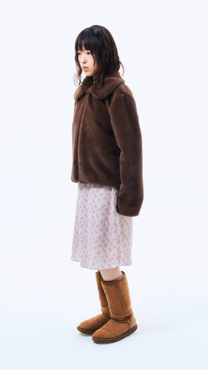 Rabbit faux fur jacket (brown)