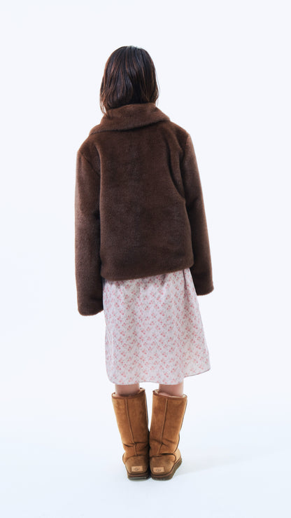 Rabbit faux fur jacket (brown)