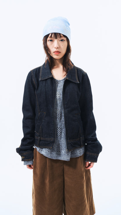 Zip denim work jacket