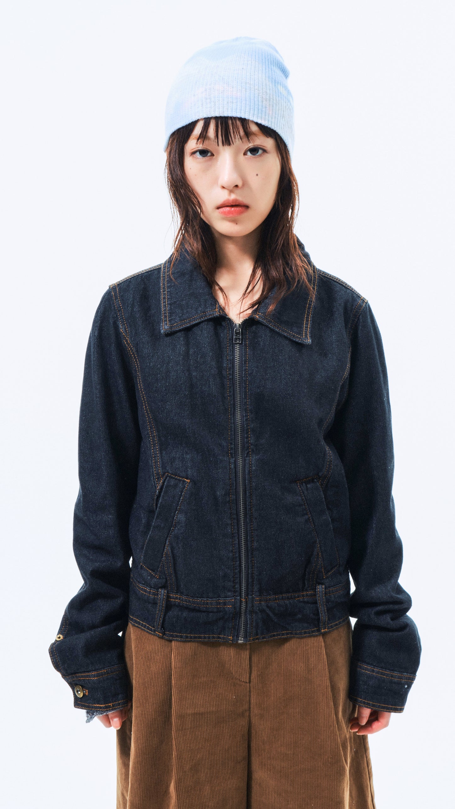 Zip denim work jacket