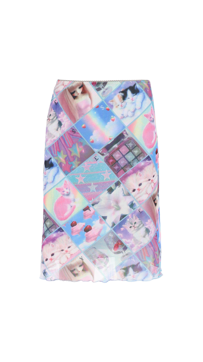 193 Stamp mesh midi skirt