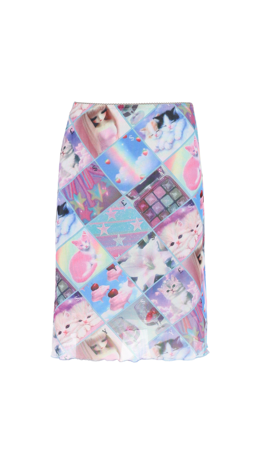 193 Stamp mesh midi skirt
