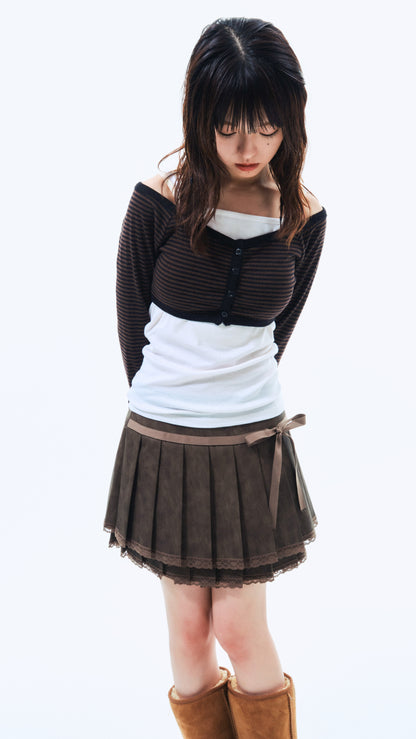 Stripe bolero top (brown)