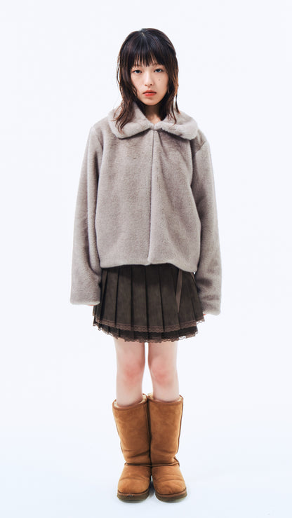 Rabbit faux fur jacket (gray)