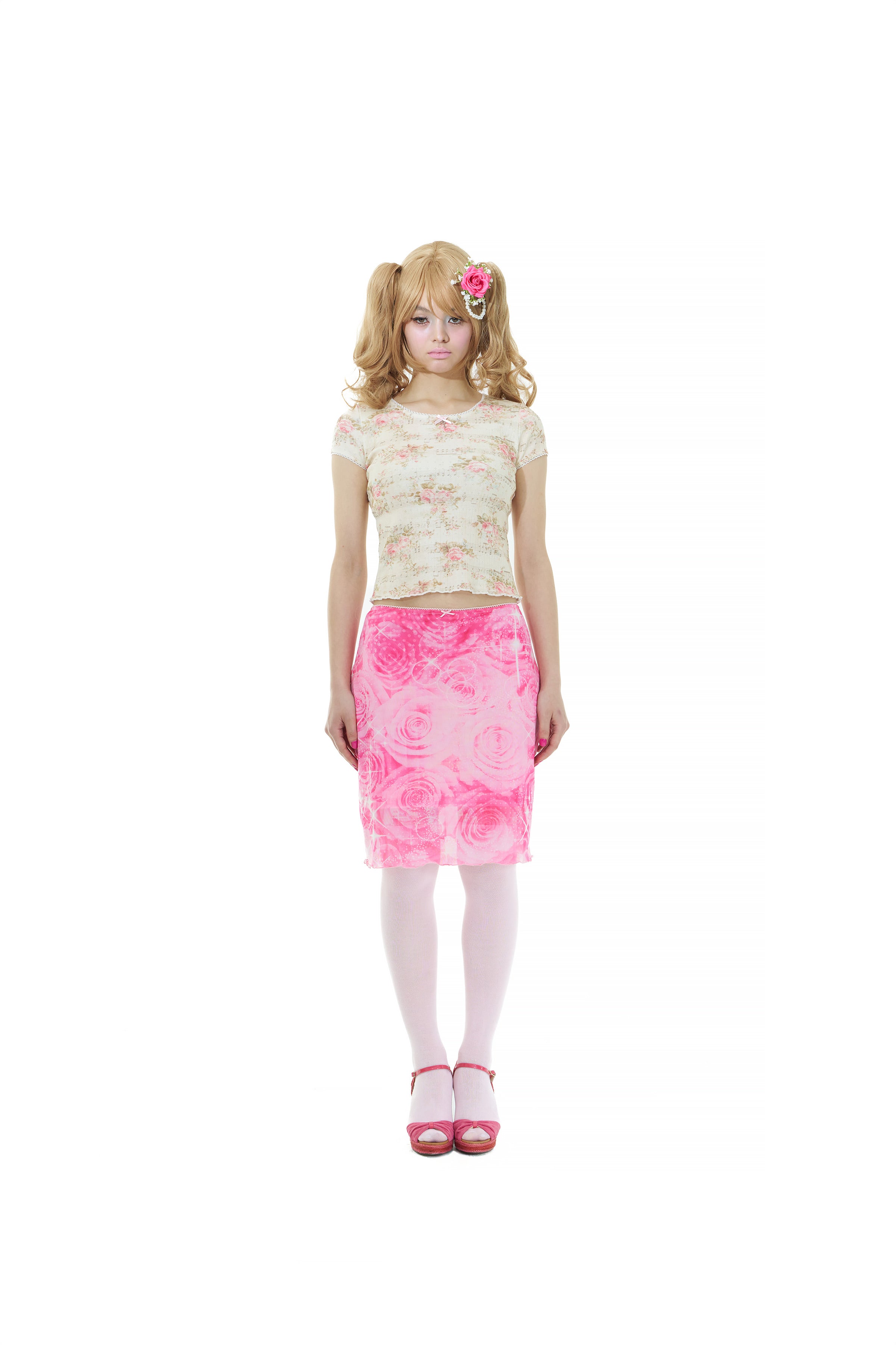 Rose mesh midi skirt – Igusa