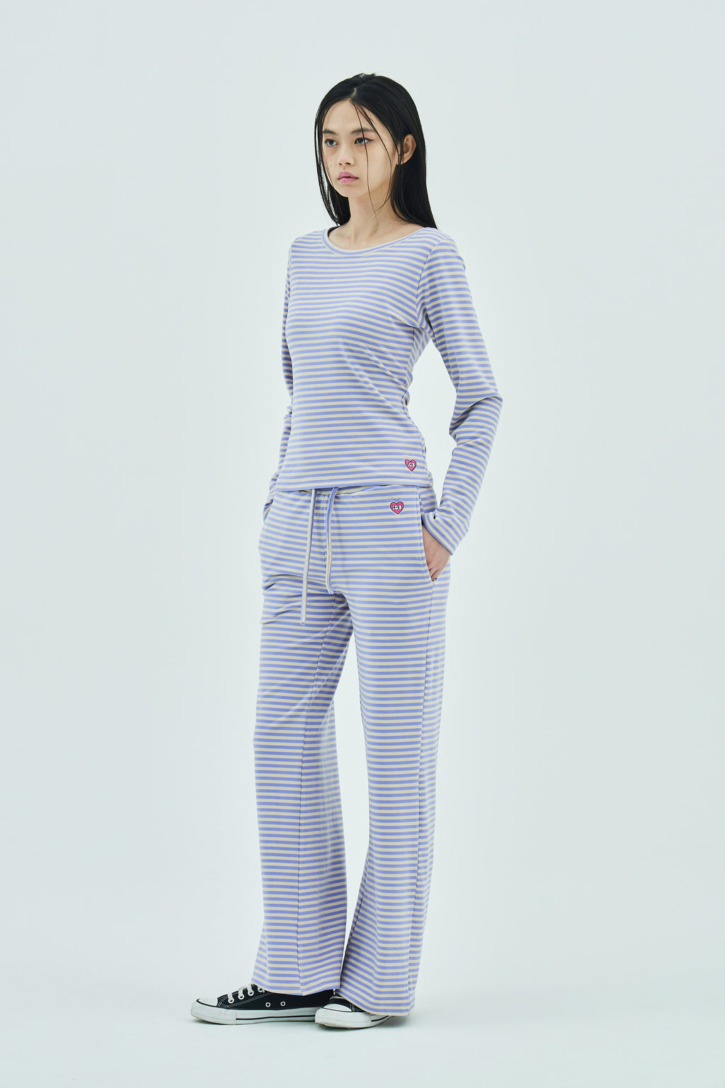 Milk Stripe Fleece Top Lavender