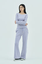 Milk Stripe Fleece Top Lavender