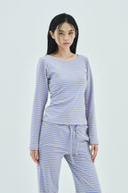 Milk Stripe Fleece Top Lavender