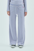 Milk Stripe Fleece Bootcut Pants Lavender
