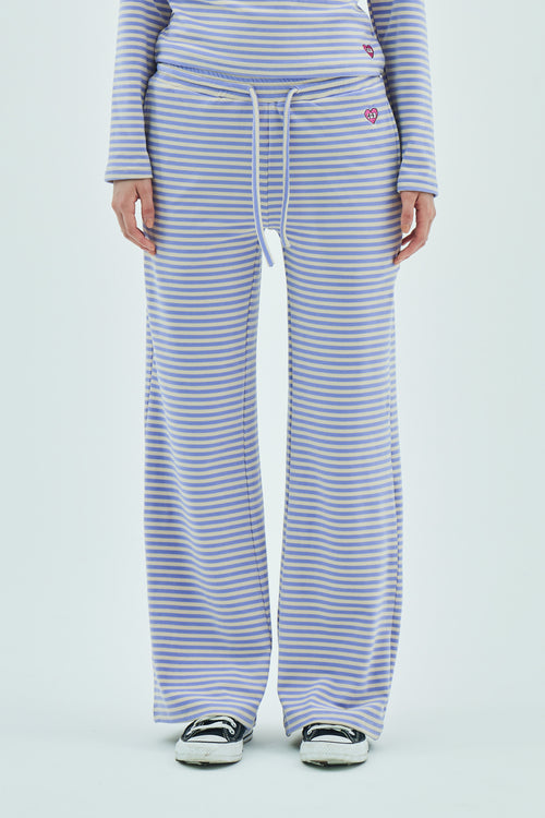 Milk Stripe Fleece Bootcut Pants Lavender