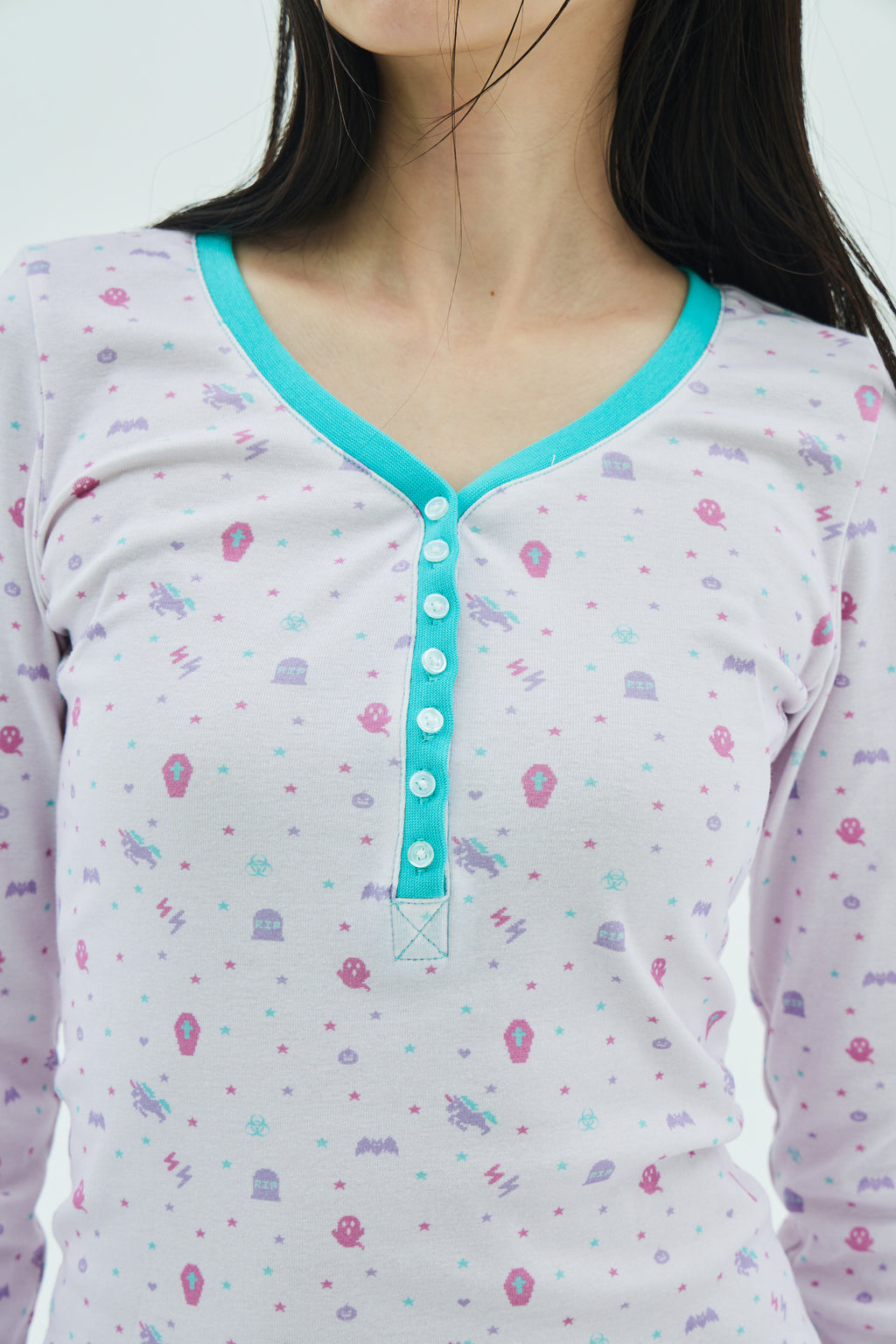 Goth Pixel Henley Top