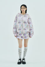 Goth stamp patch zip hoodie