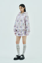 Goth stamp patch zip hoodie