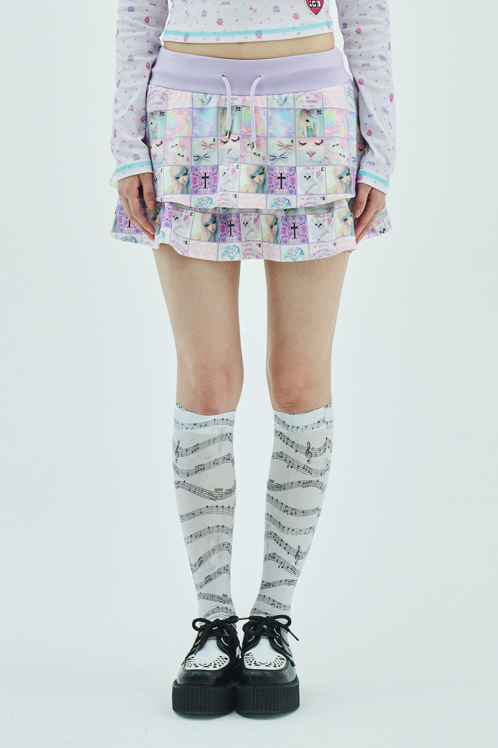 Goth stamp fleece frill skirt