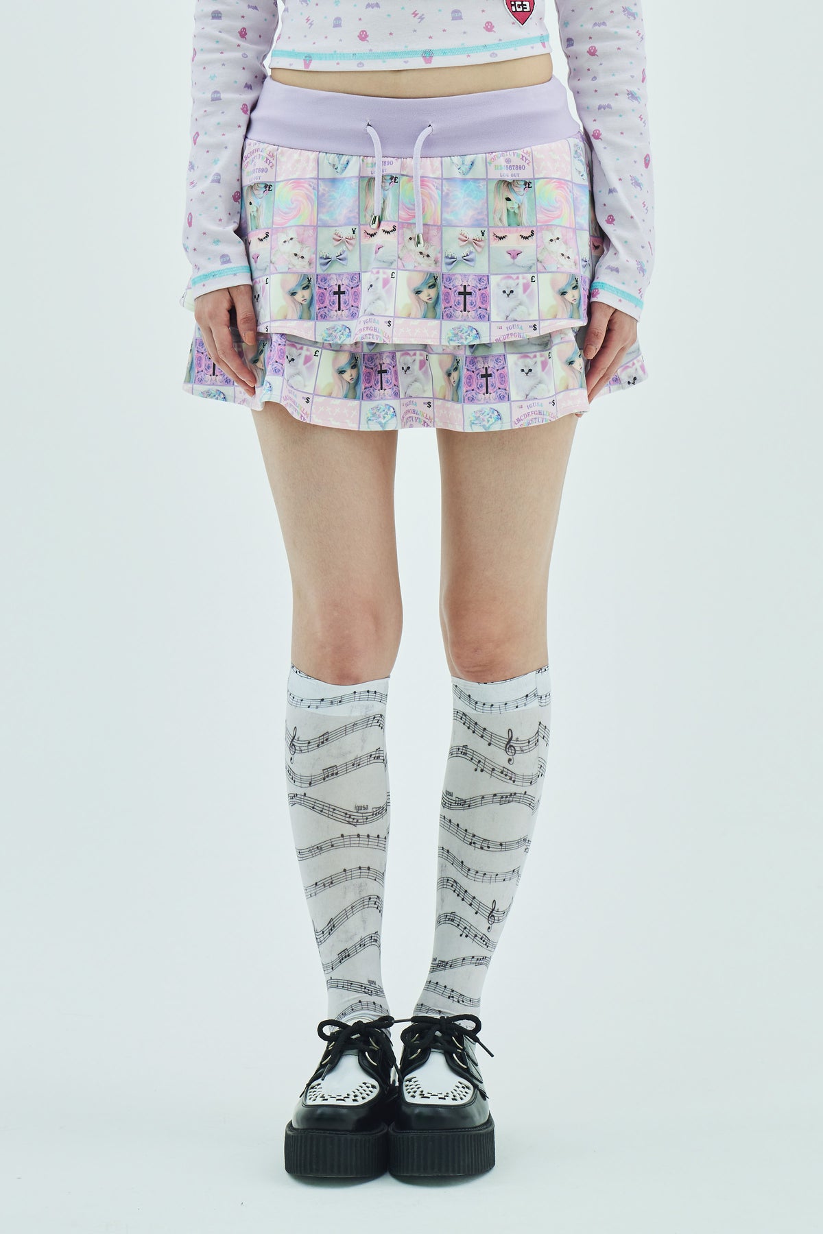 Goth stamp fleece frill skirt