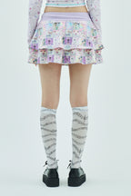 Goth stamp fleece frill skirt