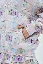 Goth stamp patch zip hoodie