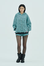 Mint leopard ribbon pocket shorts